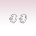 9255 Sterling Silver CZ Hoop Earrings Silver